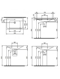 BOCCHİ 1008-001-0126	TAORMİNA PRO ETAJERLİ LAVABO 85 CM BEYAZ