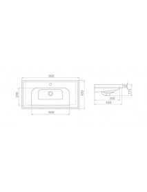 TURKUAZ  FRAME 90X45 CM ETAJERLİ LAVABO BEYAZ CREASTYLE